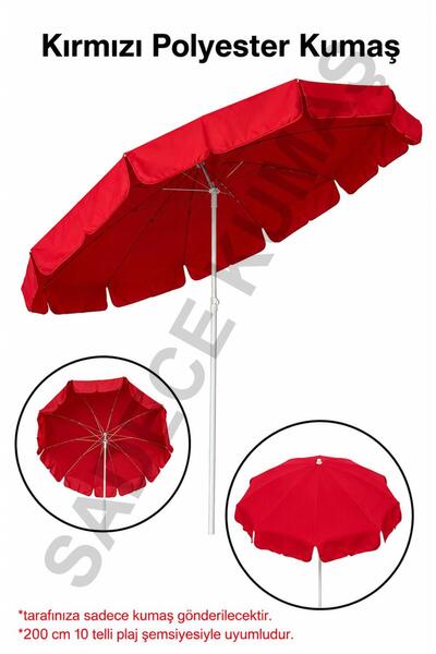Düvenci Kırmızı Polyester Kumaş, 200 cm / 10 telli (plaj şemsiyesi uyumlu)