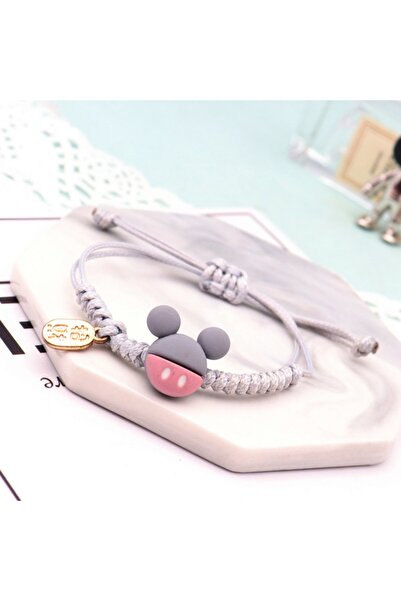 Choice4 grey 1pc Mickey Adjustable Hand-Woven Polyester Cartoon Character Cha...