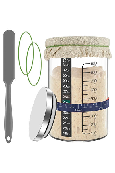 Choice Set A Sourdough Starter Jar 900ml Sourdough Starter Container with Spa...
