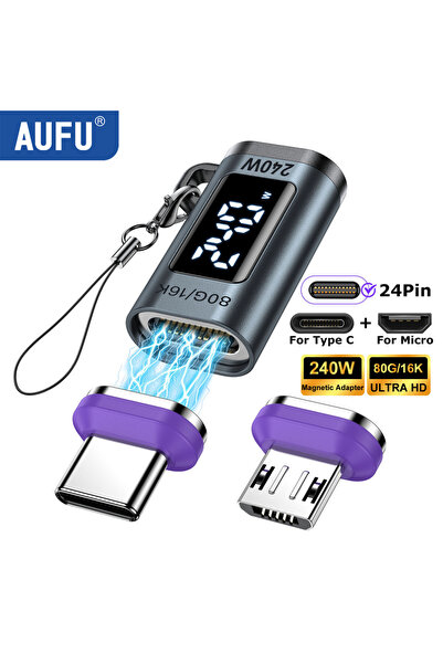 Choice5 محول 24 دبوس TC MC AUFU بقوة 240 واط مع شاشة رقمية، محول USB C إلى Ty...