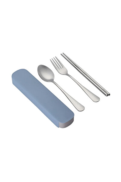 Choice1 طقم أدوات مائدة SKY BLUE من الفولاذ المقاوم للصدأ، ملعقة وشوكة وعيدان...