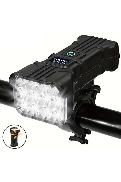 Choice مصباح أمامي أسود 12 LED للدراجة، مصباح دراجة قابل لإعادة الشحن مع بوق،...