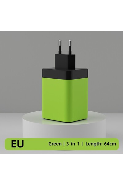 choice2 رأس شحن سريع USB 3 في 1 من Elough الأخضر الأوروبي، رأس شحن تلسكوبي من...