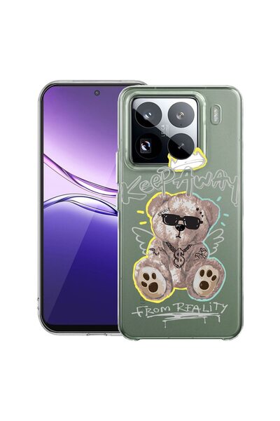 bestcase Прозрачен тънък силиконов калъф, съвместим с Xiaomi 15, Мече, поддър...