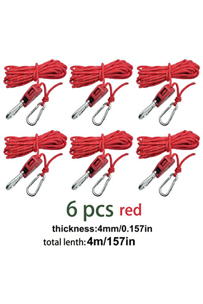 Choice1 Red 4m 6pcs Reflective Camping Tent Rope Tie Down Fastener Fixed Buck...