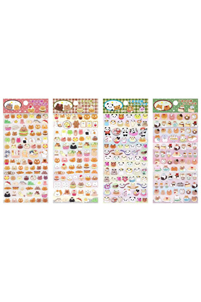 Choice 4 pcs Mixed Design 4 pcs Kawaii Mini Animals Yummy Foood Puffy 3D Stic...