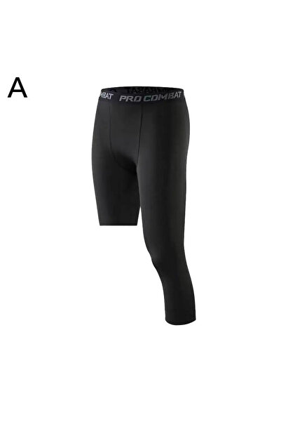 Choice1 M black Single Leg Basketball Leggings Quick Drying Men's Running Foo...