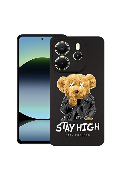 bestcase Калъф за Xiaomi Redmi Note 14, Мече Stay High, Тънък силиконов 0.8ММ...