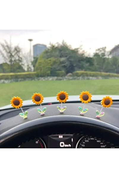 choice2 5pcs A Creative Car Ornaments Shaking Head Cute Fresh Sunflower Cente...