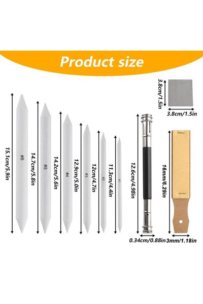 Choice WHITE 40pc Art Blending Set - 15 Stumps, Tortillions, Erasers & Wipers...