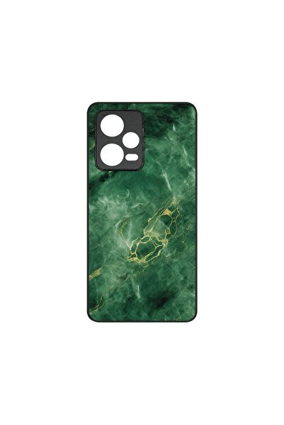 bestcase Тънък стъклен калъф, съвместим с Xiaomi Redmi Note 12 5G, Зелен мрам...