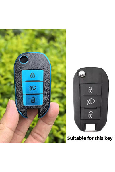Choice Filp Key Blue TPU Car Folding Key Case Cover Shell For Peugeot 208 308...