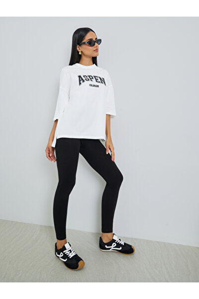 Styli Slogan Print Oversized T-Shirt and Leggings Co-Ords