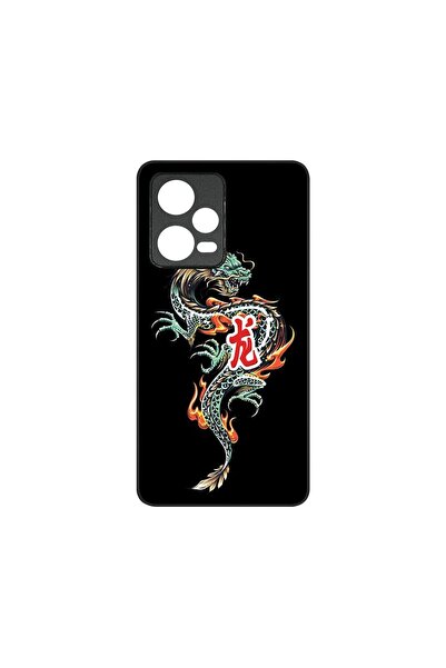 bestcase Тънък стъклен калъф, съвместим с Xiaomi Redmi Note 12 5G, Дракон, HD...