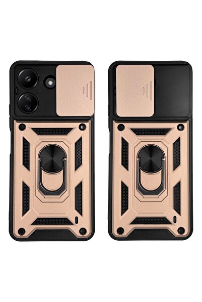 Sonique Θήκη Ring Armor CamPro για Xiaomi Redmi 13C 4G / Poco C65 4G Ροζ Χρυσό