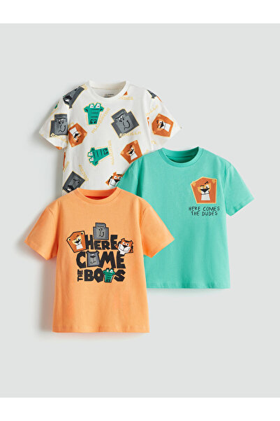 LC Waikiki Crew Neck Printed Boys' T-Shirt 3-pack