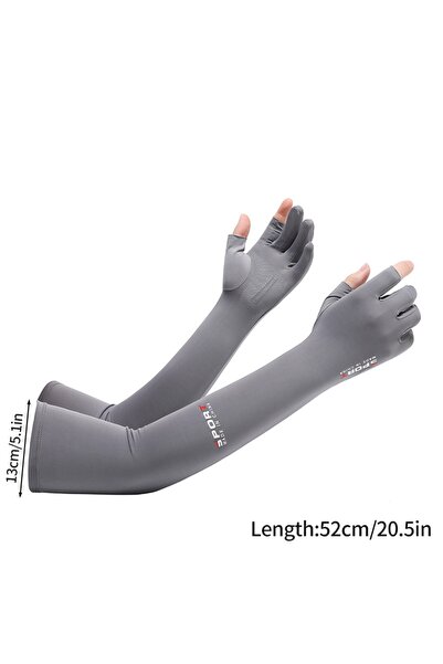 Choice5 Two fingers gray Summer Ice Silk Arm Sleeves UV 5 Finger Cuff for Out...