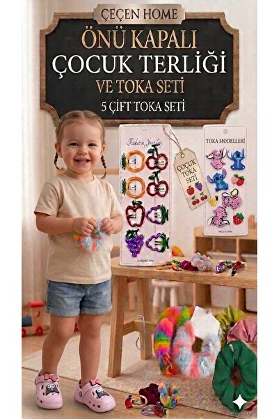 ÇEÇEN HOME Orthopedic Sole Beaded Detailed Stylish Closed-Front Children's Sl...