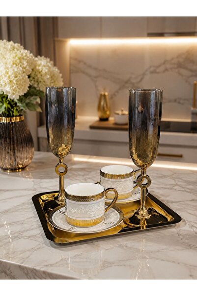 isra kristal Efsun Coffee Presentation Set for 2 People - Coffee Enjoyment Se...