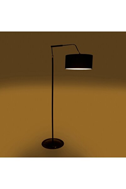 Evidea Lighting Metal Ayaklı Kumaş Başlıklı Lambader - Siyah - 150 cm