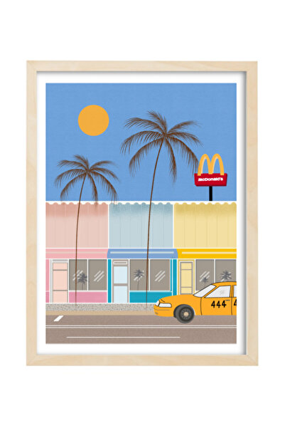 Boomah Accessories Miami City Street Travel Poster with Frame 30x40cm