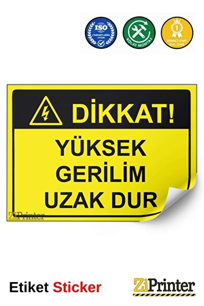 ZiPrinter انتبه! ملصق لافتة تحذيرية للجهد العالي 70x100 سم