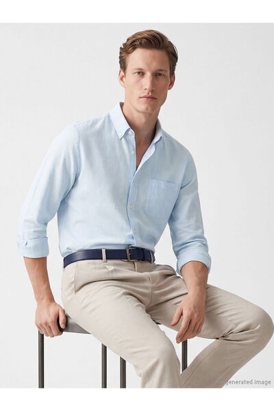 LC Waikiki Nevavm Regular Fit Linen Blend Men's Shirt with Difference