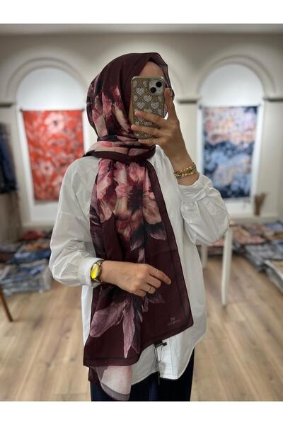 e.m ipek Rosavie Desen Soft Shawl - Burgundy
