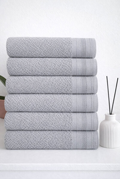towboo Eco-Friendly 6-Pack 50X80 Cotton Hand and Face Towels (Light Gray)