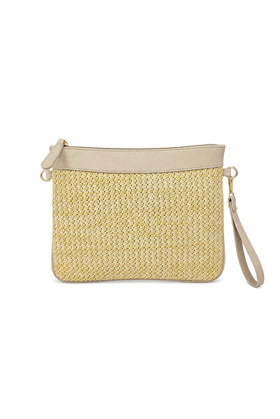 Çantacımstore Women's Straw Portfolio & Clutch Bag Mink