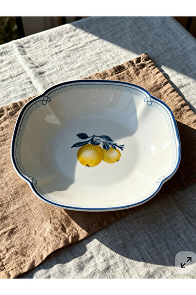 LC Waikiki Rmz Gi̇yi̇m Farkiyla Lemon Printed Porcelain Salad Plate