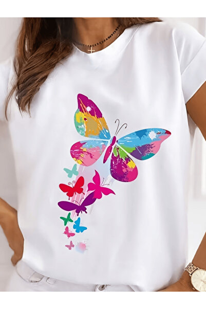 one button Special Design Flying Colorful Butterflies Printed Premium Oversiz...