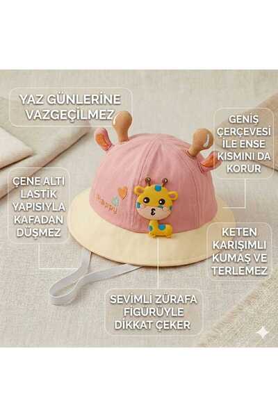 Prahar Girl's Cute Giraffe-Shaped Sun Hat with Rubber Detail under the Chin