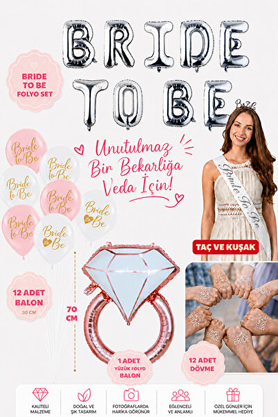 Baloncu Nene Bride To Be Folyo Balon Seti Gümüş Bekarlığa Veda Parti Seti Yüz...