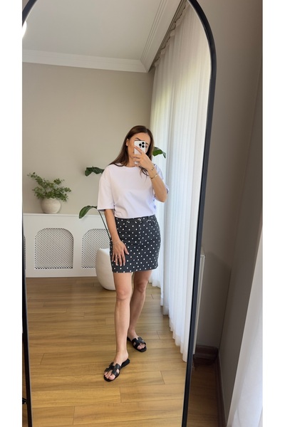 Butikrenginyılmaz Polka Dot Jean Mini Skirt