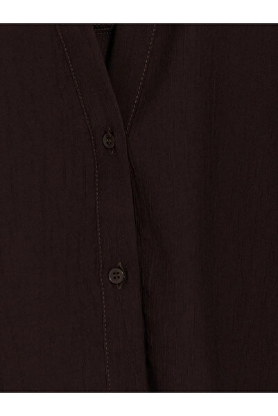 LC Waikiki Brown Crinkle Women's Shirt