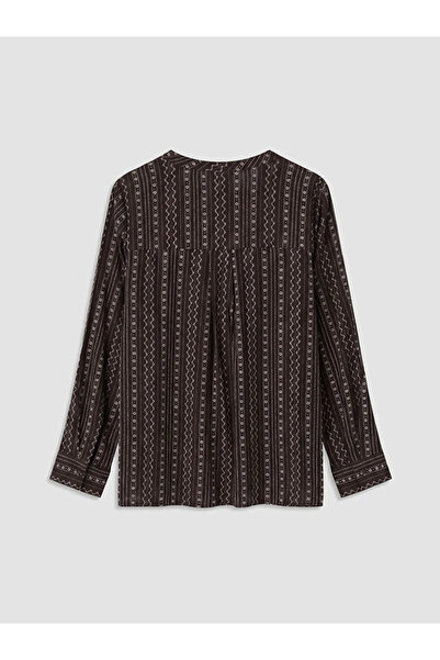 LC Waikiki Brown Collared Patterned Blouse