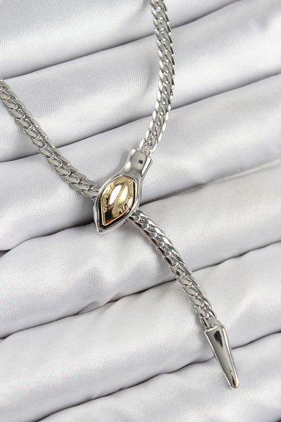 MEKs Brass Elevator Snake Model Silver Color Women's Necklace 5886 - Hep-2808...