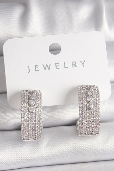 Generic Brand Brass Silver Color Zircon Stone Hoop Messika Model Women's Earr...