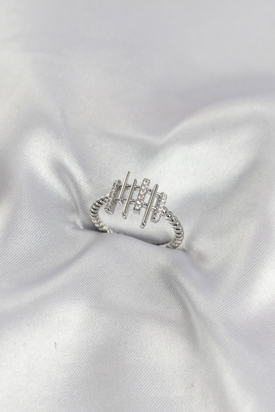 Generic Brand Silver Color Zircon Stone Column Model Women's Ring 5886