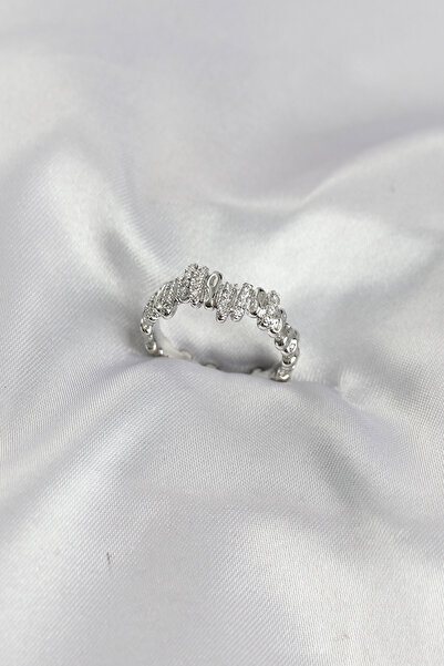 Generic Brand Silver Color Brass Rhythm Model Zircon Stone Women's Ring 5886