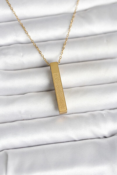 northcity n 316L Steel Gold Color Ayetel Kürsi Written Bar Necklace 5886