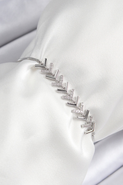 northcity n Silver Color Brass Zircon Stone Row Arrow Model Women's Bracelet ...