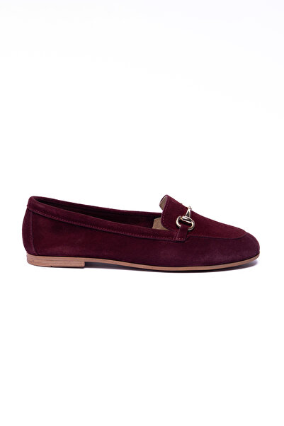 NOVEZA Women's Genuine Burgundy Suede Buckle Loafers, Stylish and Comfortable...
