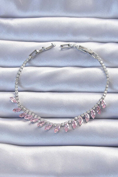 northcity n Brass Vip Series Silver Color Pink Zircon Stone Bracelet 5886 - S...