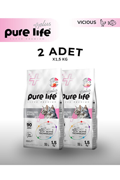 PureLife Pure Life Plus Kısırlaştırılmış Yetişkin Kedi Maması Karışık Paket 1...
