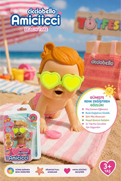 TOYFEST Cicciobello Amicicci Kız Bebek Plaj Zamanı Renk Değiştiren Kalp Gözlü...