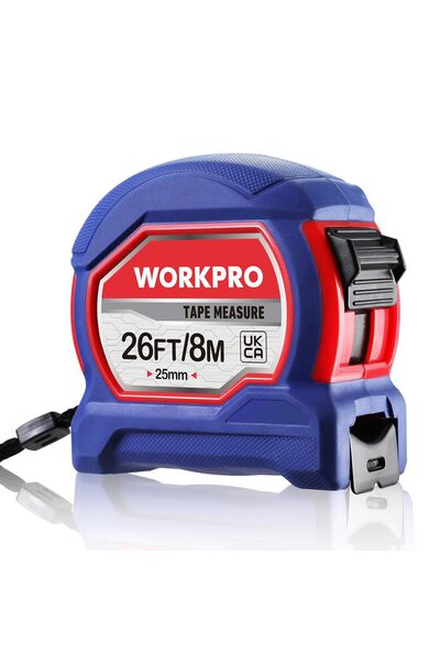 Workpro Tape Measure 8M 26FT, Retractable Professional Measuring Tape, Imperi...
