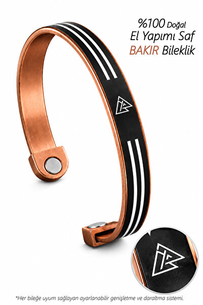 Seay Pure Copper Bracelet Handmade Minimal Line Nordic Pattern Unisex Bracelet