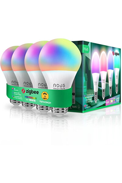 Nous Set de 4 becuri LED inteligente RGB P3Z, ZigBee, E27, 9W, 810 lm, lumină...